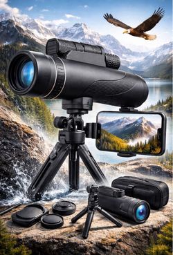 Black Monocular Telescope with Tripod