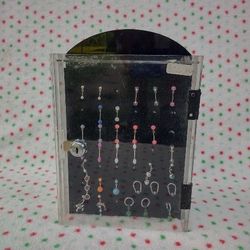 Lot body Jewelry 30 bent bar bells and holder