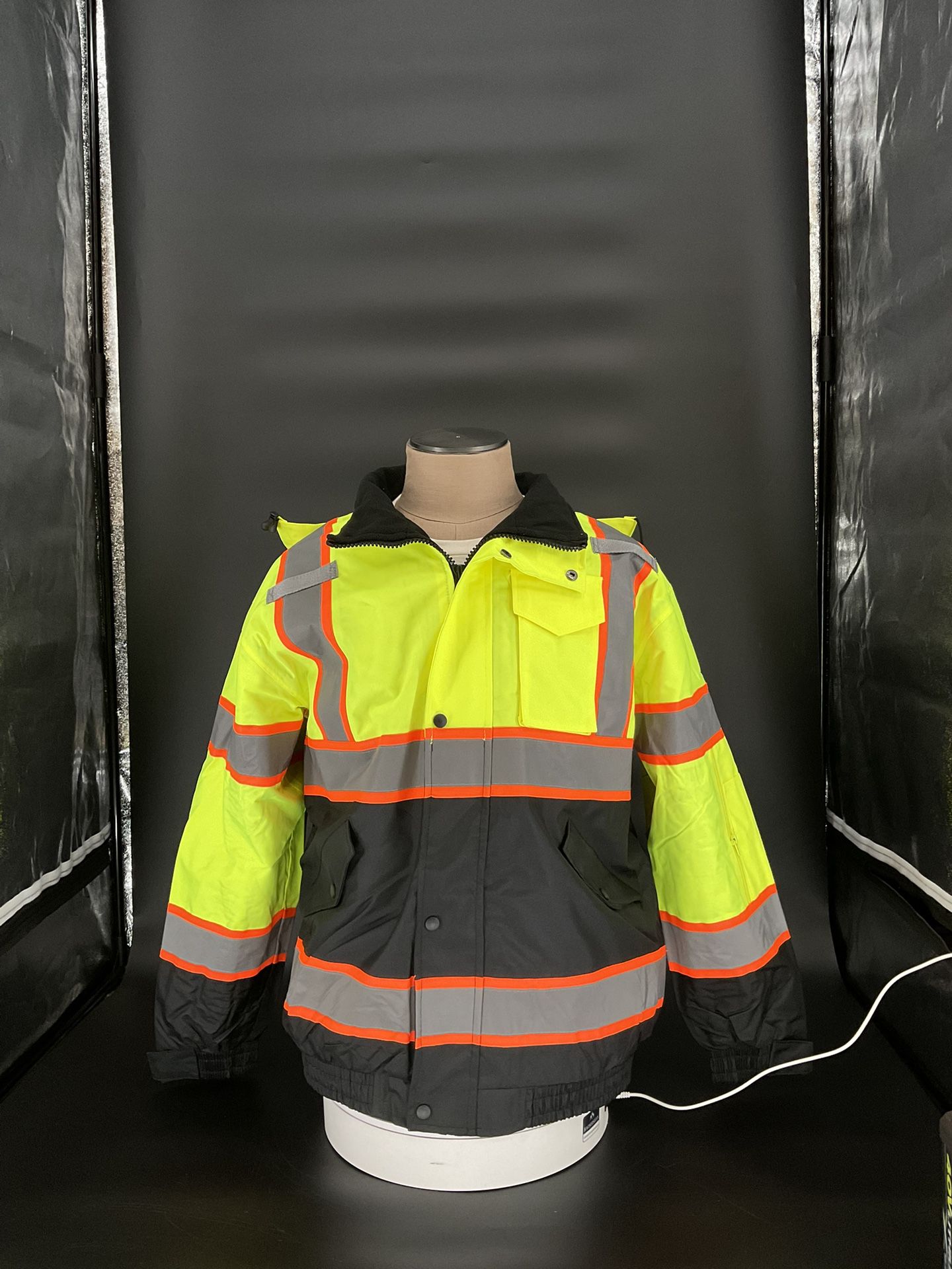 High Visibility Rain Proof Jacket W/ Detachable Hood 