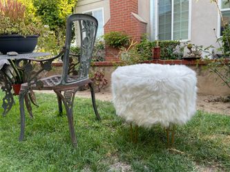 White Faux Fur Vanity Chair