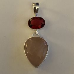 925 Sterling Silver Stone & CZ Pendant 