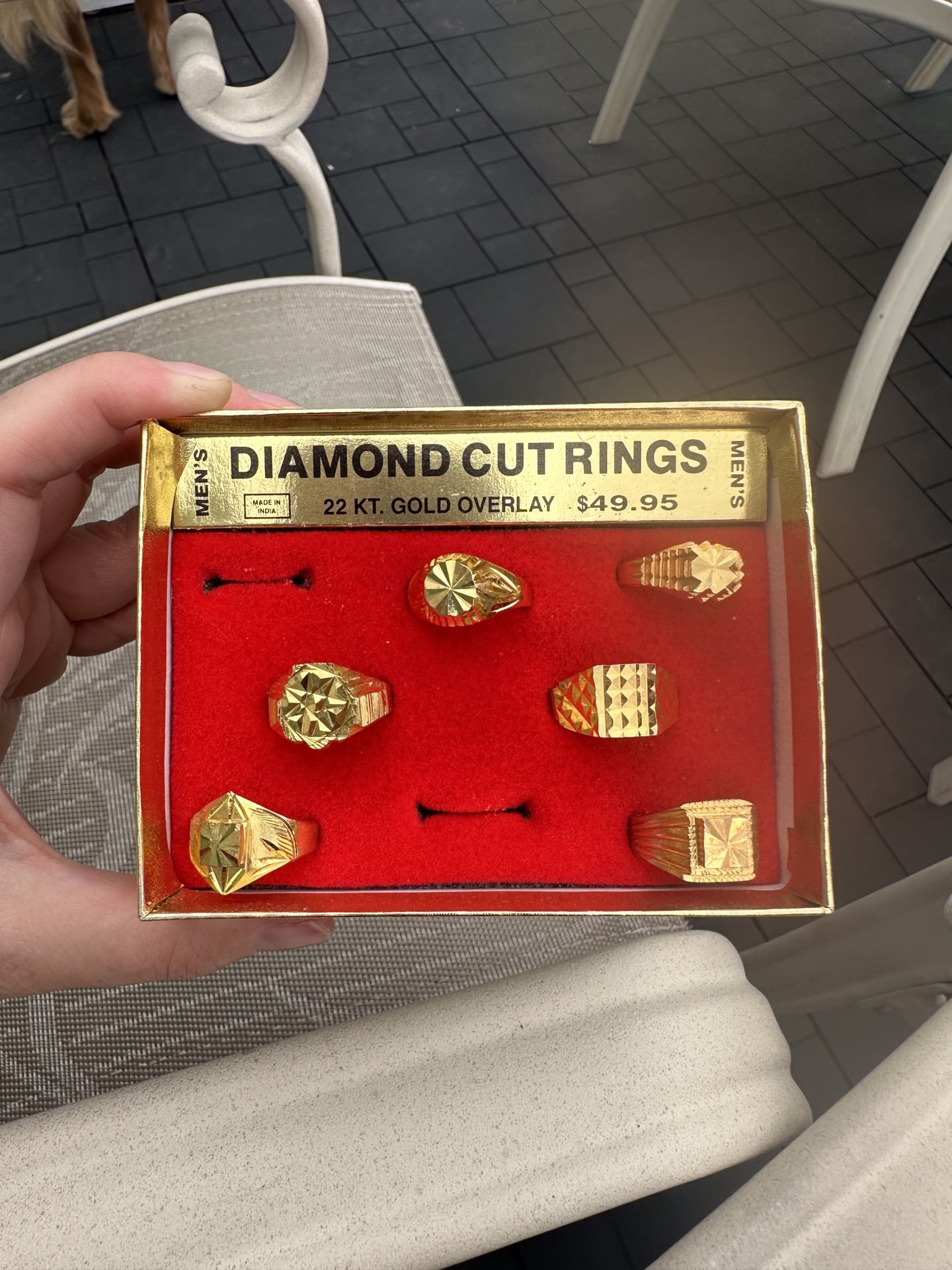Men's Diamond Cut 22k Overlay Box of Rings