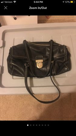 Black Leather Prada handbag purse with straps