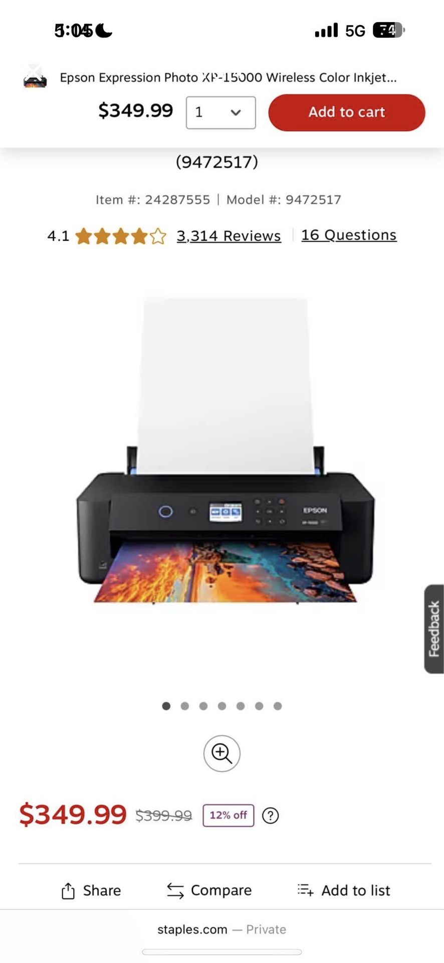 EPSON XP-15000 Wireless Printer