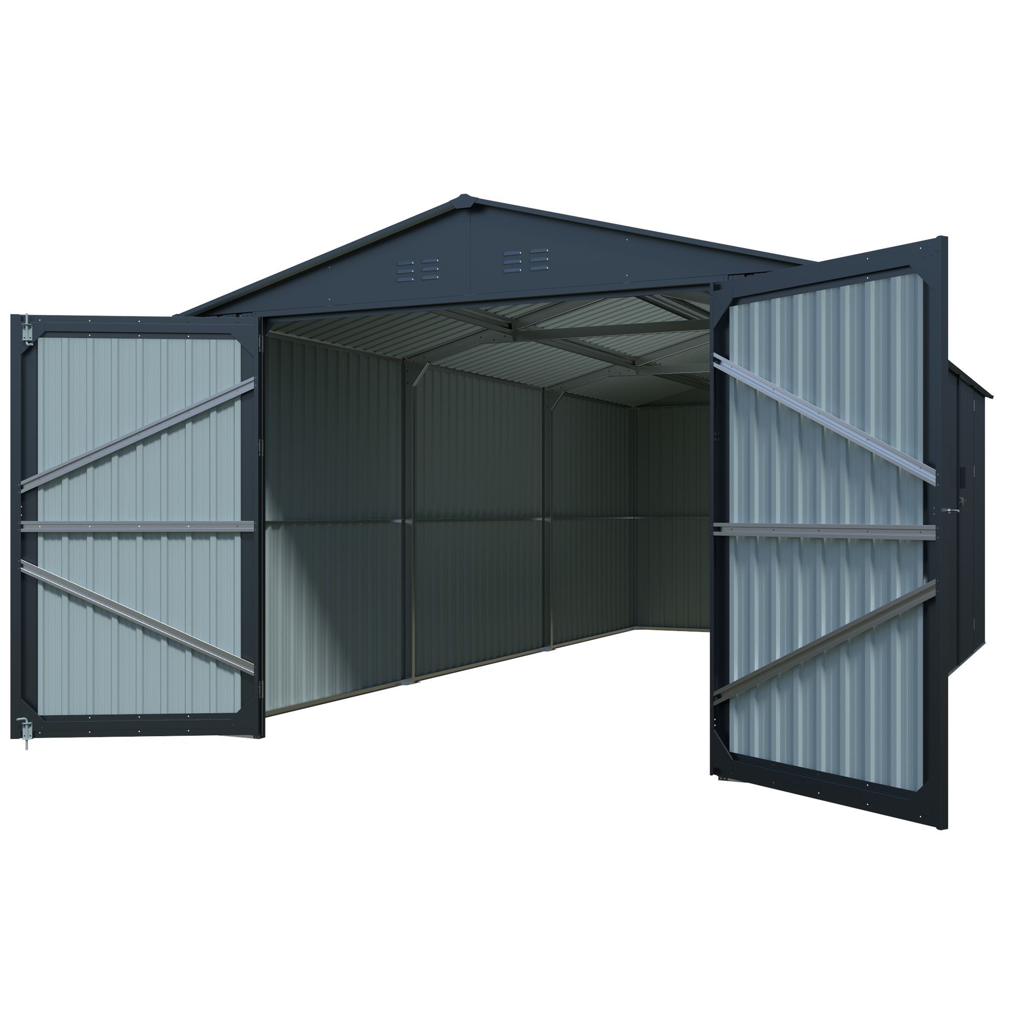 Outdoor Storage Shed 20x10 FT, Metal Garden Shed Backyard Utility Tool House Building with 2 Doors and 4 Vents for Car,Truck,Bike, Garbage Can,Tool,La