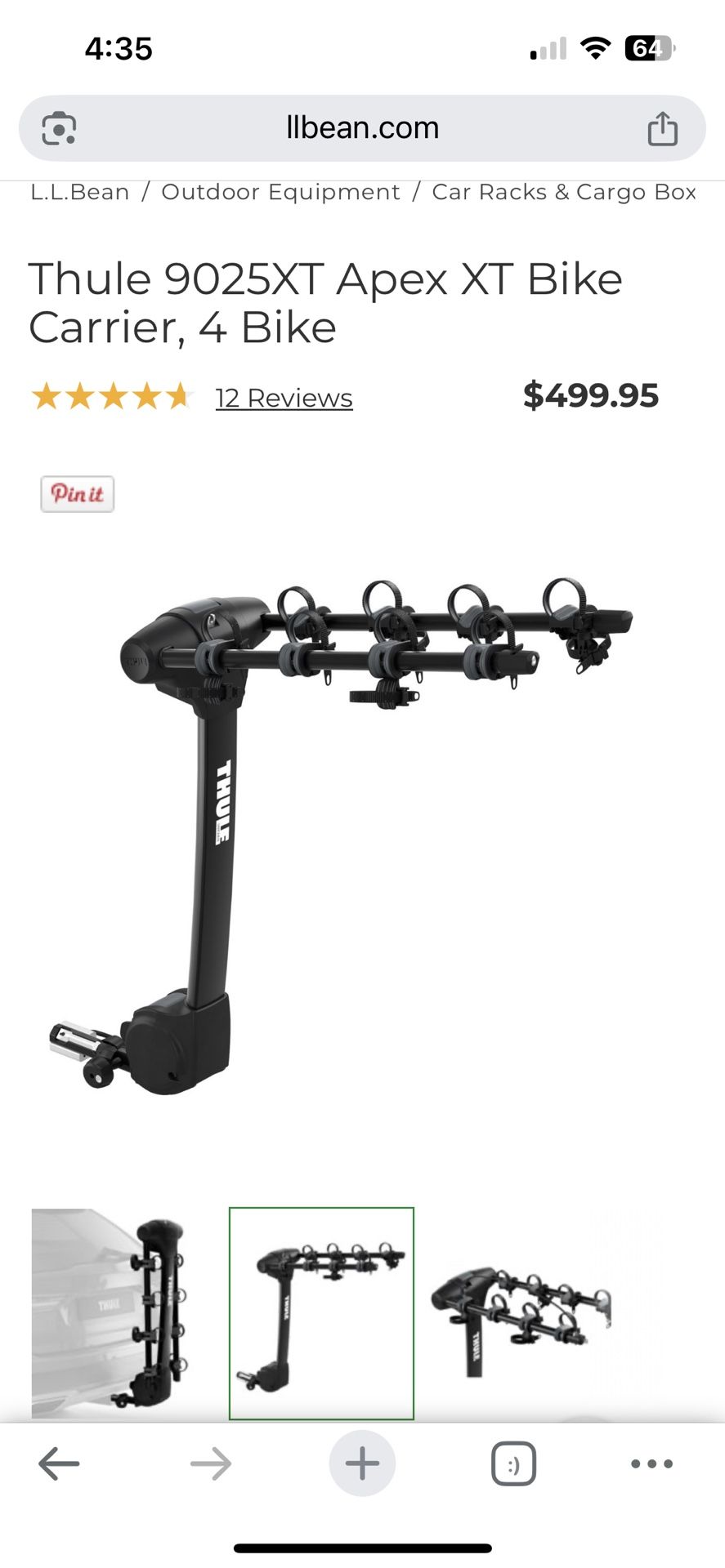 Thule 9025XT Apex XT Bike Carrier, 4 Bike Hitch Bike Rack