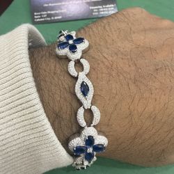 Vvs Diamond Bracelet 10kt White Gold Sapphires 