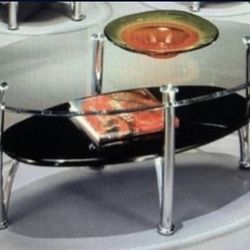 NEW PRICE! ADDTL 10% OFF - Stunning Dempsey Glass top and Chrome 1pc Coffee Table