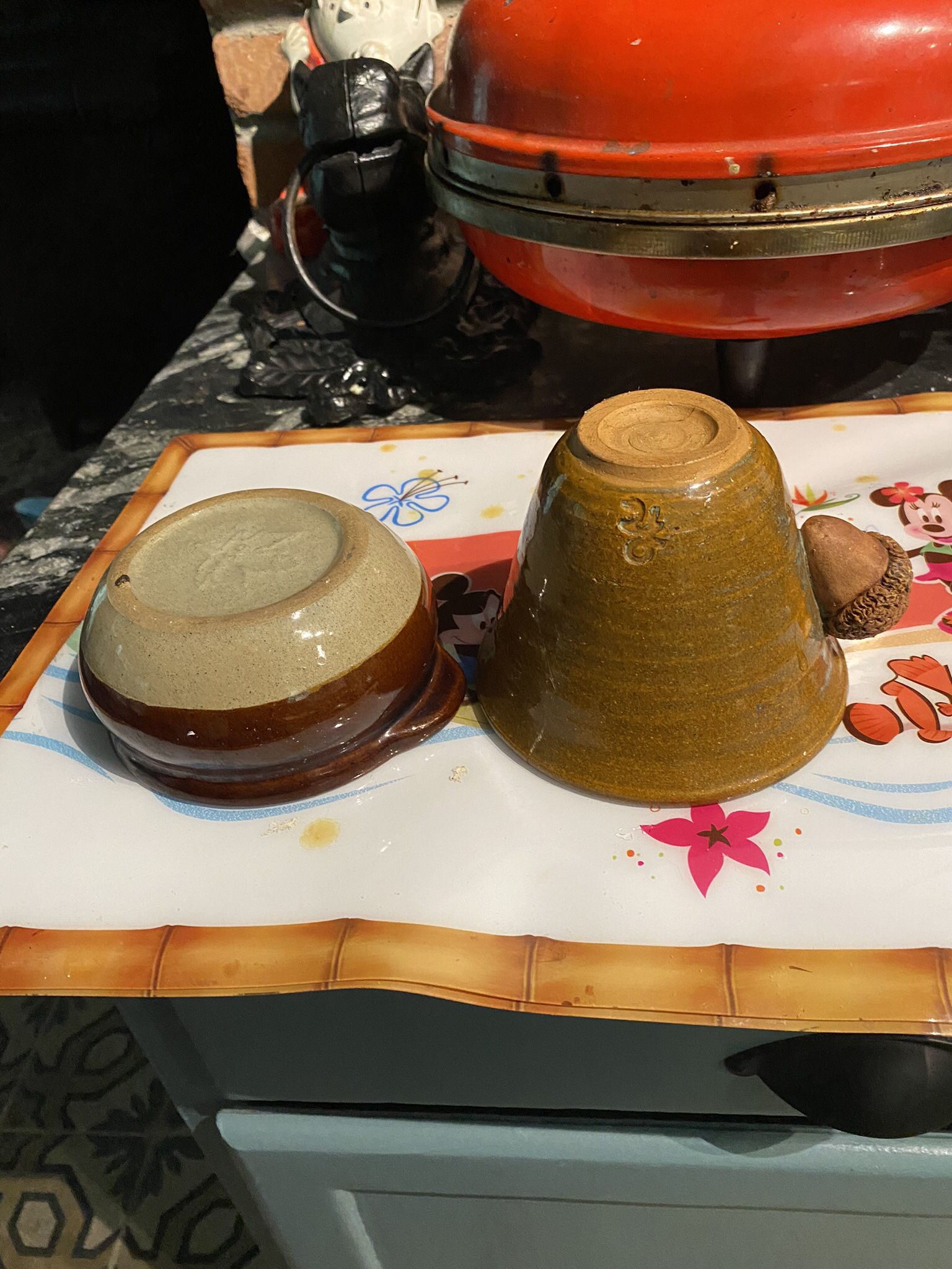 Two Small Ceramic Bean Pot Bowls