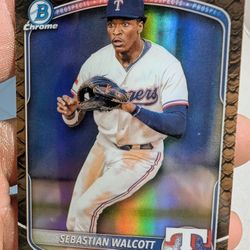 2025 Bowman Chrome Sebastian Walcott Reptilian Refractor SP Prospect Rangers
