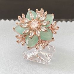 14k Rose Gold Cocktail Party Flower Open Ring Size 7 And 8