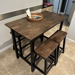 Counter Height Solid Oak 4-Piece Dining Set