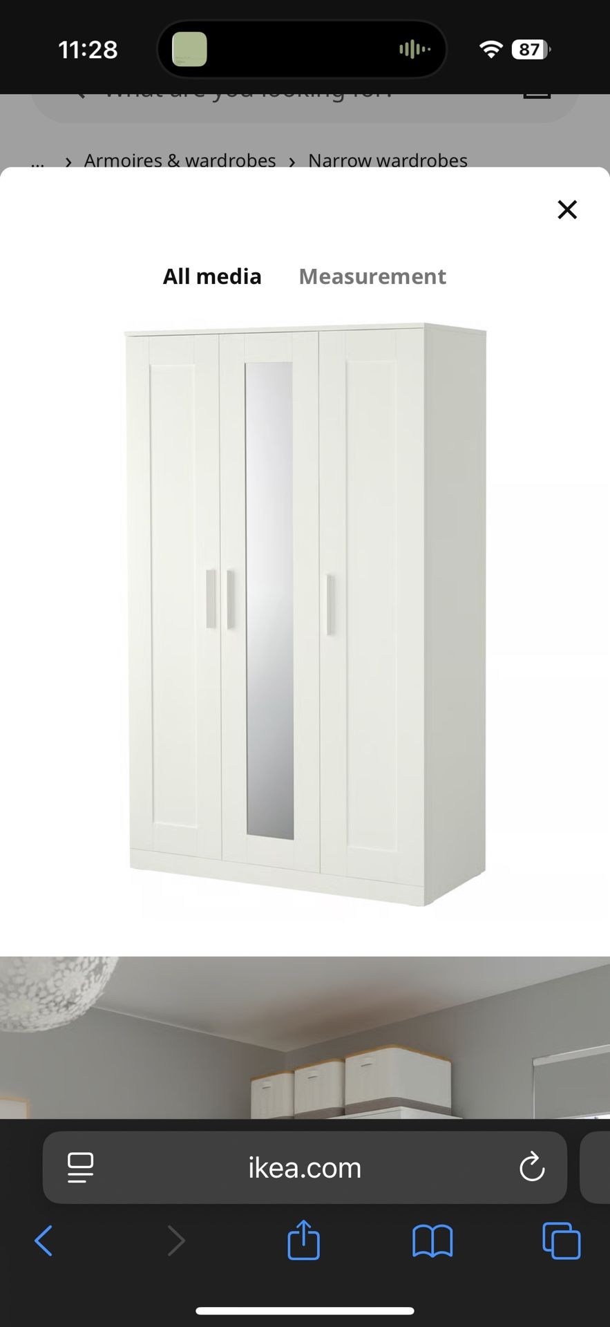 IKEA BRIMNES White Wardrobe Armoire Storage Cabinet