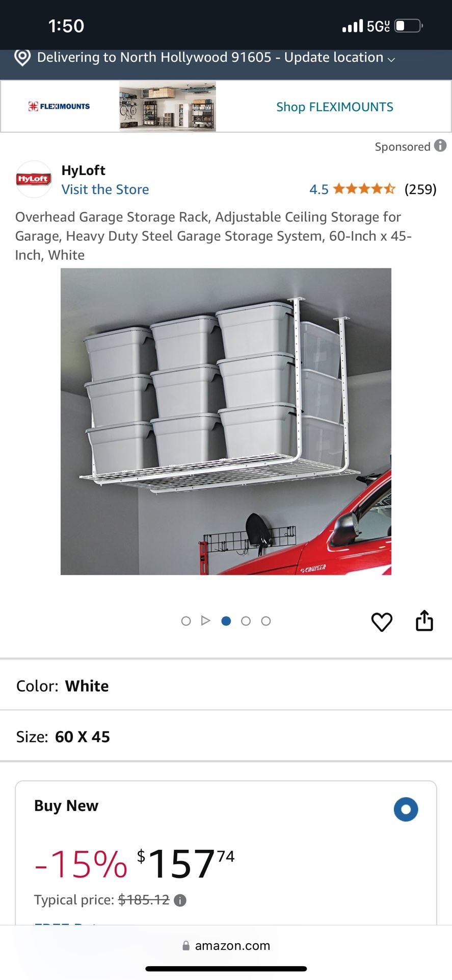 Brand new overhead Garage Storage Rack, Adjustable Ceiling Storage for Garage, Heavy Duty Steel Garage Storage System, 60-Inch x 45-Inch, $100 Firm