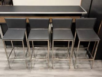 CB2 Phoenix Carbon Grey Counter Bar Stools - set of 4