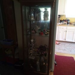 Glass Cabinet, Assorted Glass Figurines
