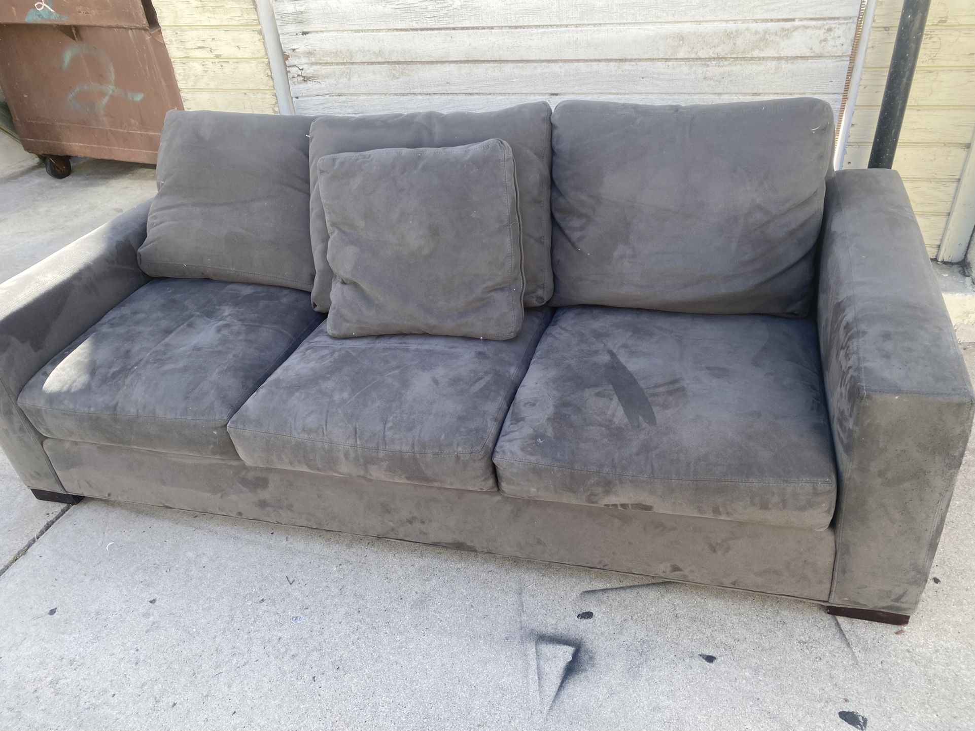 FREE! Gray Suede Leather Room And Board Sofa