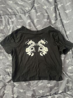 Black And White Dragon Top Size S