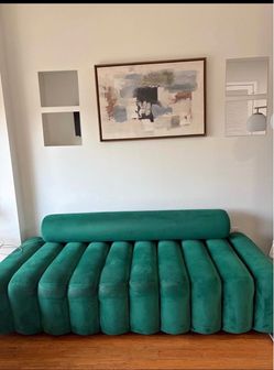 Green velvet couch