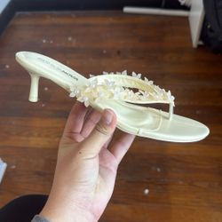 Yellow Flower Thong Mules 