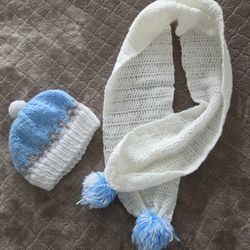 Baby Hand Knit Hat And Scarf