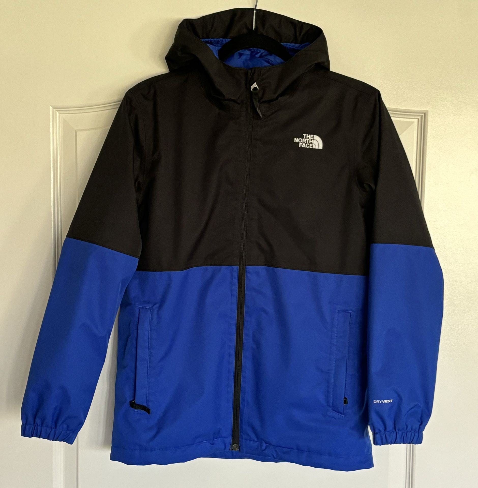Boy's Large 14-16 The North Face Royal Blue Black DryVent Hooded Rain Jacket