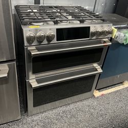 Stainless Steel Dual Fuel Cafe 30” Range Stove Double Oven Smart