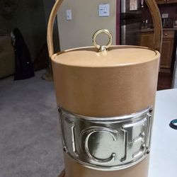 VINTAGE LEATHER ICE BUCKET 