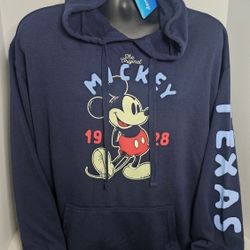 Disney The Original Mickey Mouse "Texas" Hoodie W Pockets Small