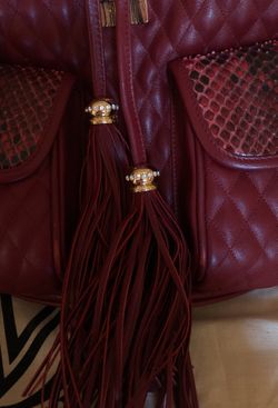 Valentino Orlandi Red Croc Leather Satchel Bag