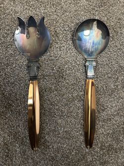 Vintage Salad Utensils Silver