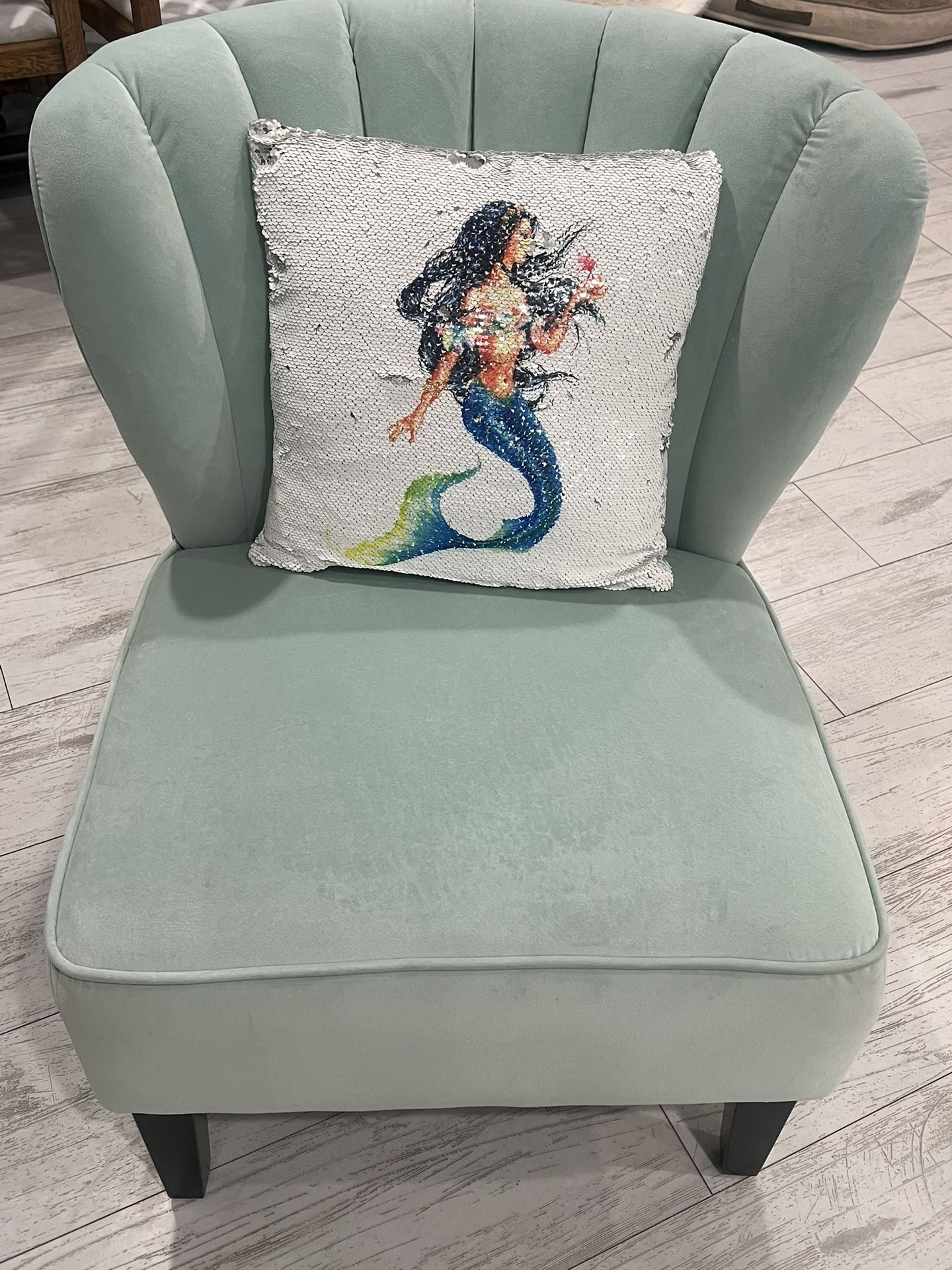 Mint Velour Accent Chair.