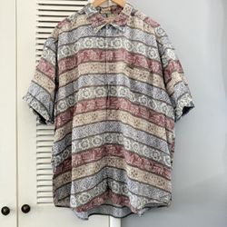 Vintage WOOLRICH Floral Hawaiian Aztec Design Short Sleeve Button Up Shirt