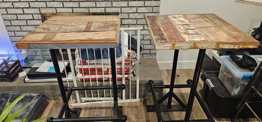 Free 2 Wooden Top Bar Height Square Tables
