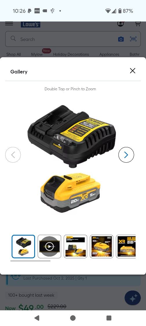 DEWALT XR POWERSTACK 20 -Volt 1 -Pack Lithium-ion ( 5 Ah Battery and Charger ) New In Box