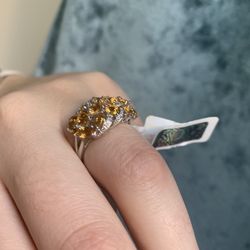 White Gold Ring And Earrings Set