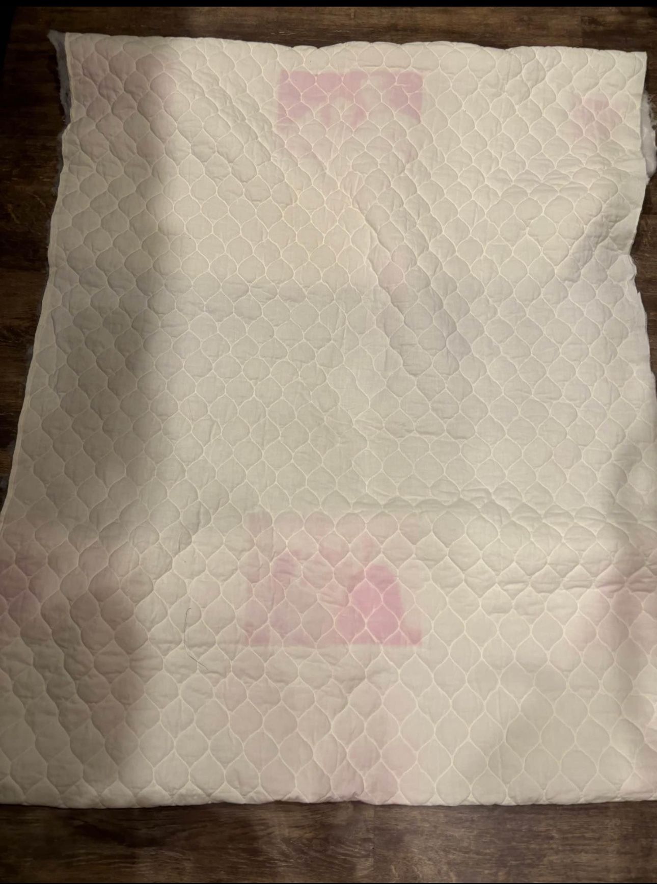 washed cotton 1 sided pre-quilt spread vanilla 72”long x 40”wide