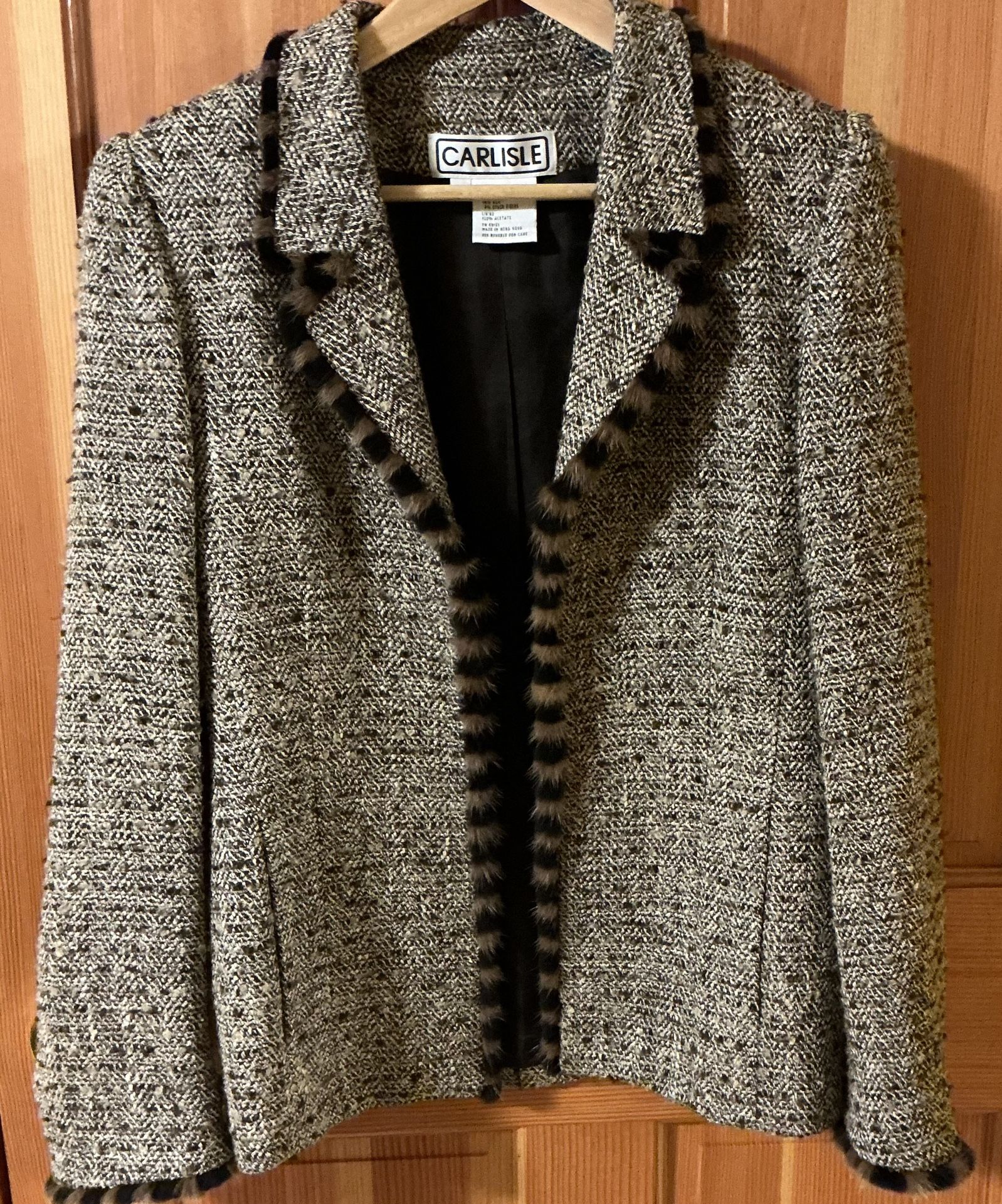 Carlisle Tweed Blazer With Faux Fur Trim