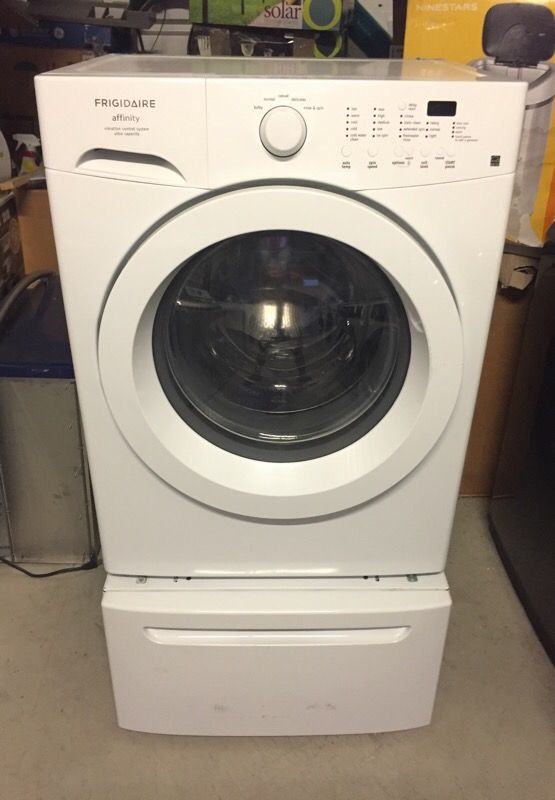 Frigidaire affinity model fafw3801lw5 front load washer with pedestal