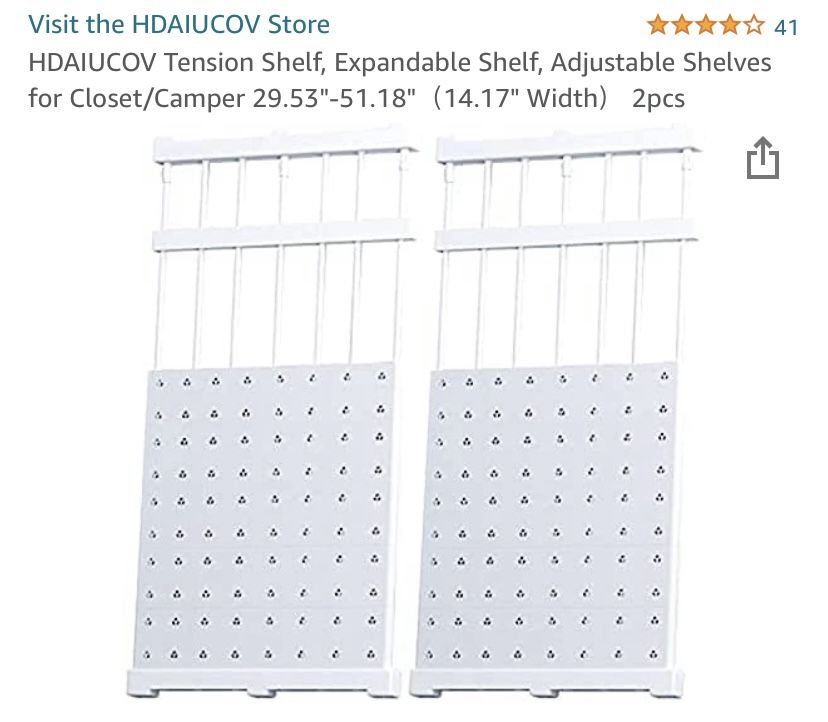 HDAIUCOV Tension Shelf, Expandable Shelf, Adjustable Shelves for Closet/Camper 29.53"-51.18"(14.17" Width) 2pcs