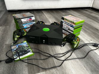 Original Xbox with Games and Controllers