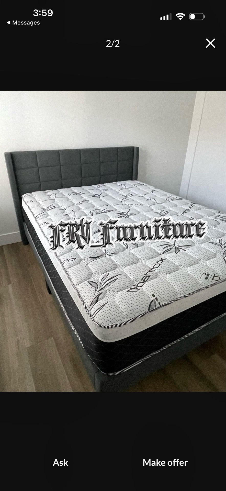New QUEEN BED FRAME WITH MATTRESS