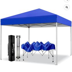 Canopy Tent, 10x10 ft Easy Pop up Outdoor Canopy Tent, Portable Straight Leg Gazebo Instant Canopy, Blue