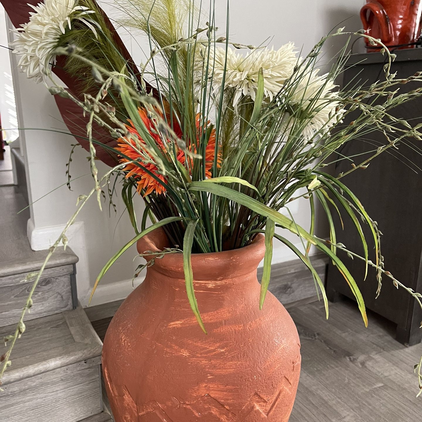 Beautiful Vase (pottery) With Artificial Flowers!