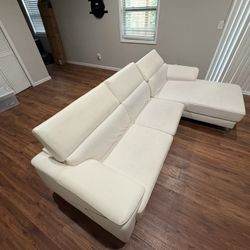Cream White Leather Sectional $300