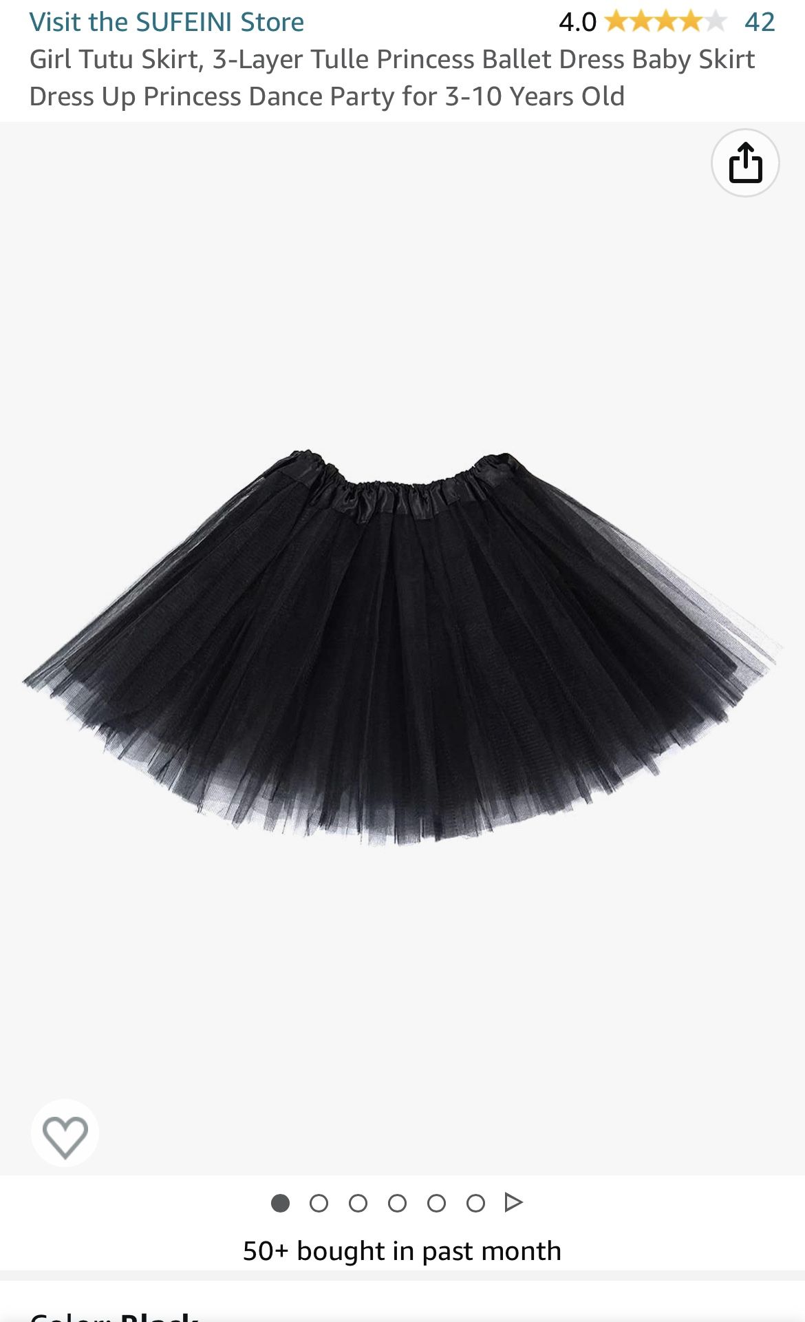 Girl Tutu Skirt, 3-Layer Tulle Princess Ballet Dress Baby Skirt Dress Up Princess Dance Party for 3-10 Years Old