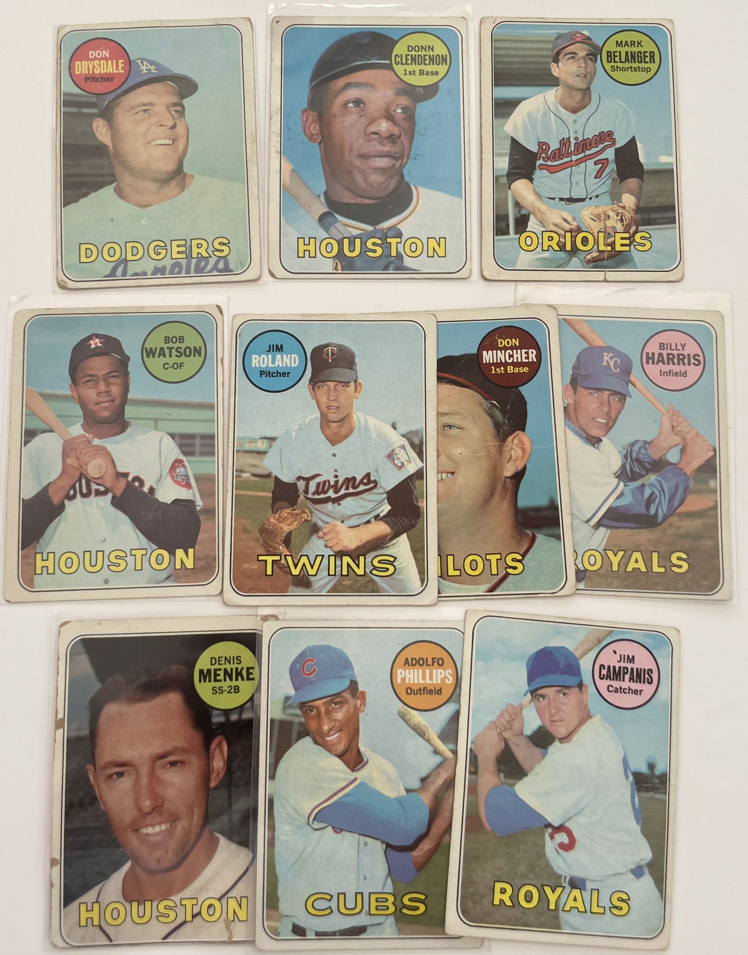 1969 Topps Set Of 10 Cards $30