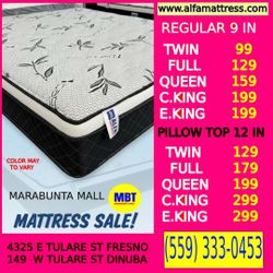 Mattress only. Twin, full, queen , cal king, eastern king.