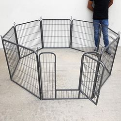 (NEW) $80 Heavy Duty 8-Panel Dog Playpen, Each Panel 32” Tall X 32” Wide Pet Exercise Fence Crate Kennel Gate 