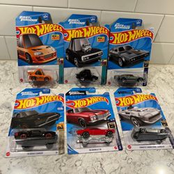 Hot Wheels Fast & Furious lot of 6 assortment